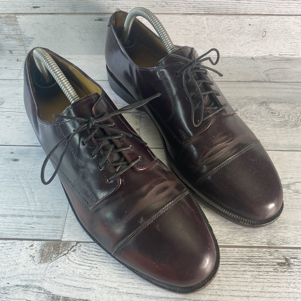 Cole Haan Shoes Mens 8.5 D Burgandy Leather Cap Toe Oxford Formal Dressy Lace Up